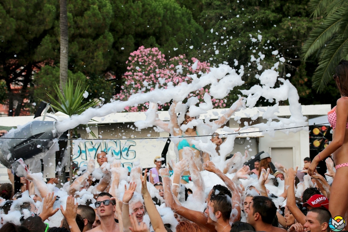 Foam party on the beach in Igalo, Montenegro