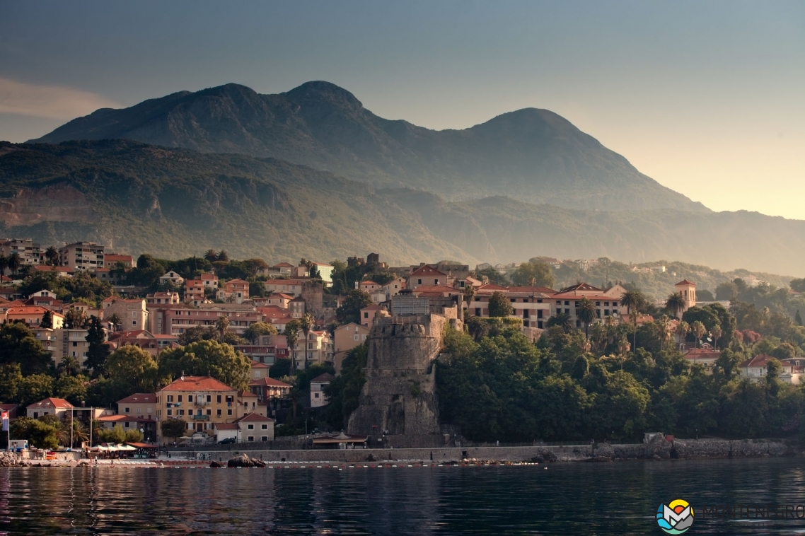 View of the town and the massif of Orjen, Herceg Novi, Montenegro